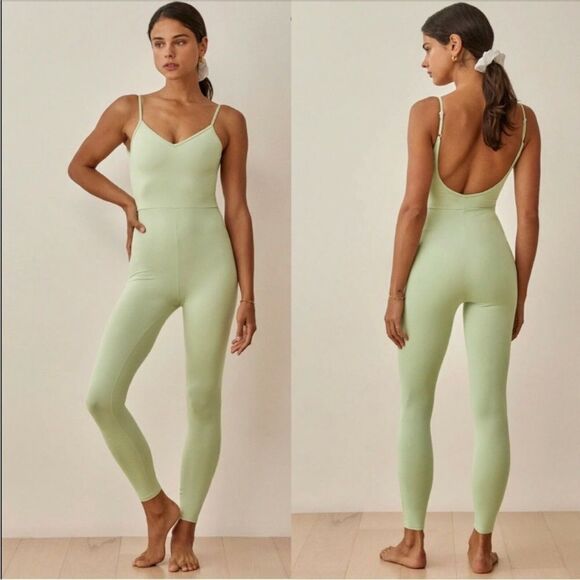 Reformation Pants - NWT Reformation Emmy Ecostretch Jumpsuit Limon Workout Open Back